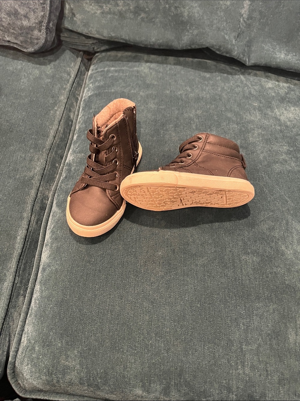 Cat & Jack Brown High-Top Kids Boots with Side Zipper